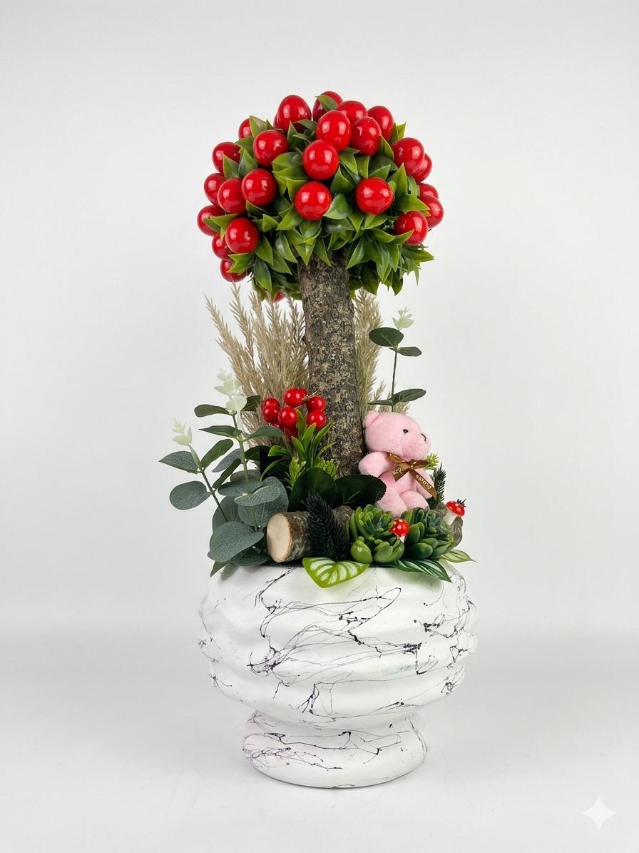 Kırmızı Rüyalar: Ayıcıklı Dekoratif Masa Çiçeği - uşak milano çiçek