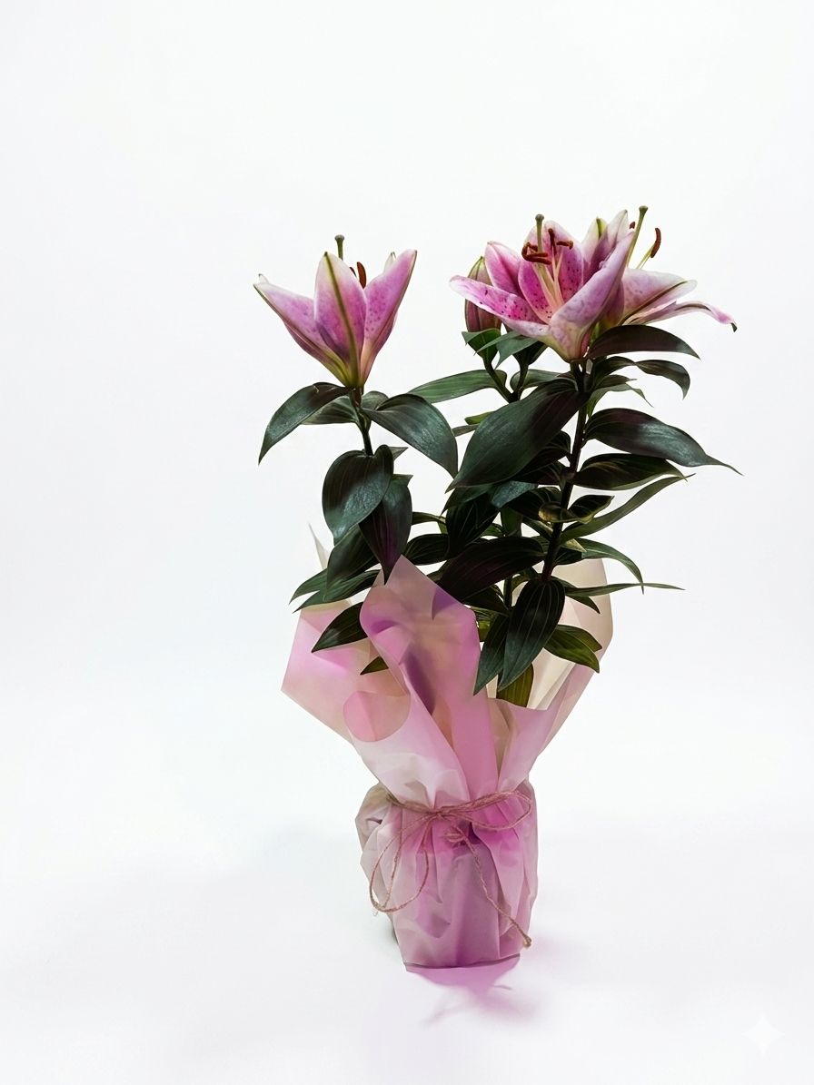 Saksıda Zarif Pembe Lilyum Aranjmanı - uşak milano çiçek