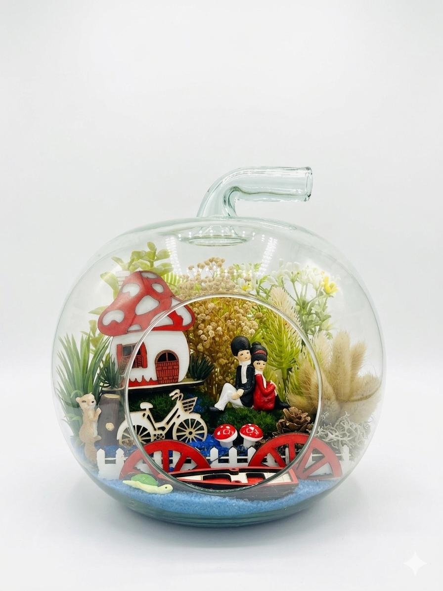 Aşk Masalı: Cam Fanusta Minyatür Yaşam - uşak milano çiçek